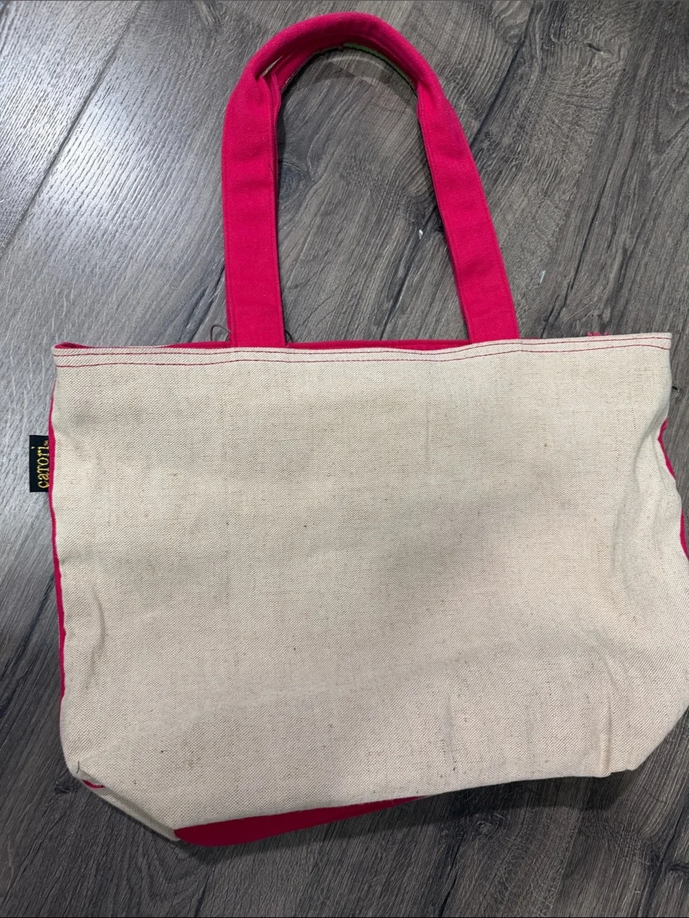 Boho Embroidered Canvas Tote Bag - Pink